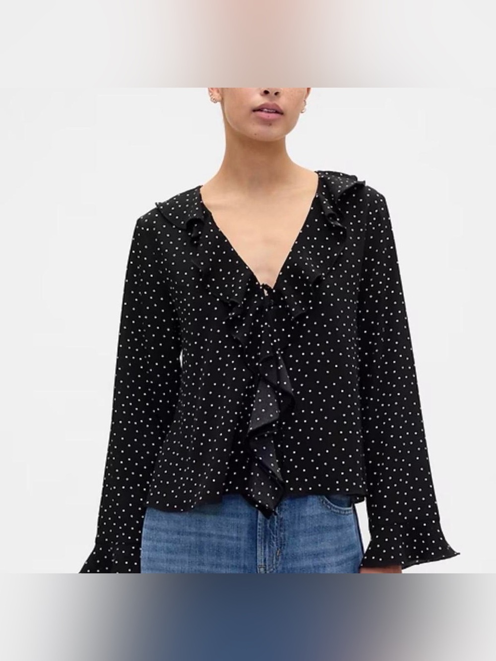 Gap Polka Dot Black Blouse